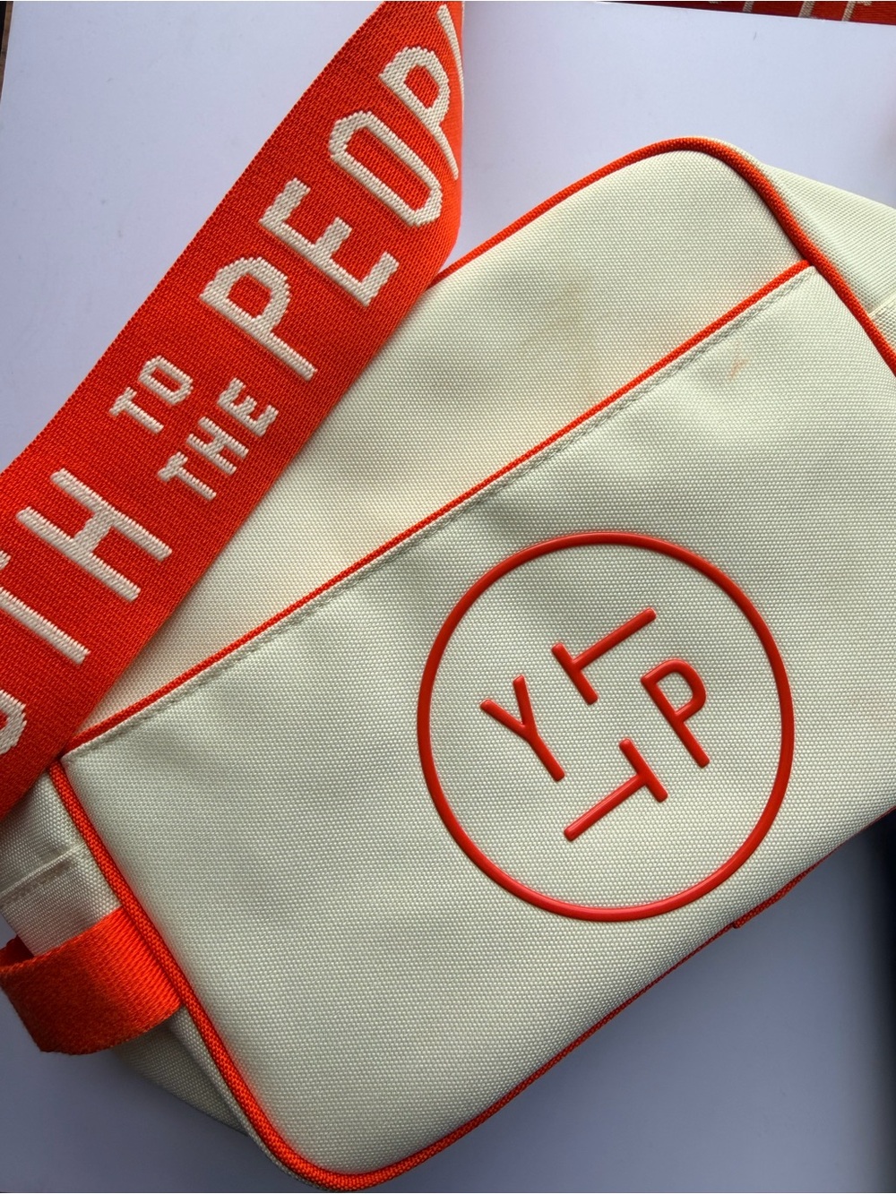Y/Project Cream Crossbody Bag with Orange Trim